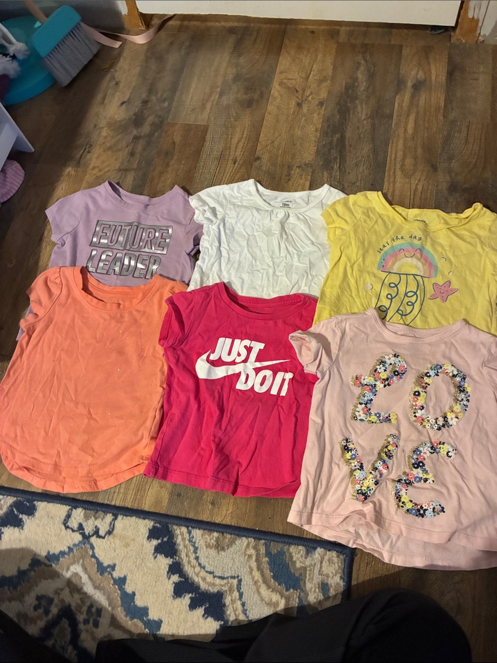 18 months Girls Short Sleeve Tees Pink Coral Purple Yellow White